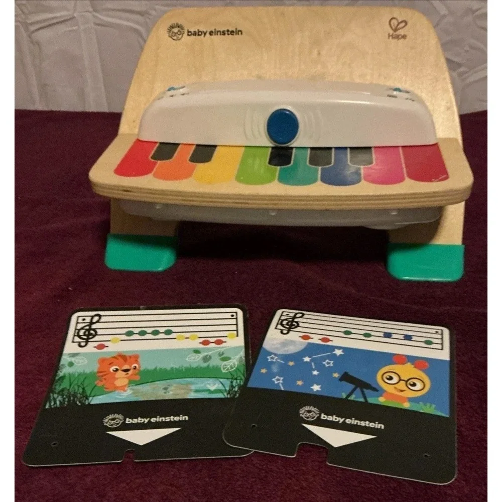 Baby Einstein Hape Wooden Keyboard Musical Toy with Song Cards Tested Works!